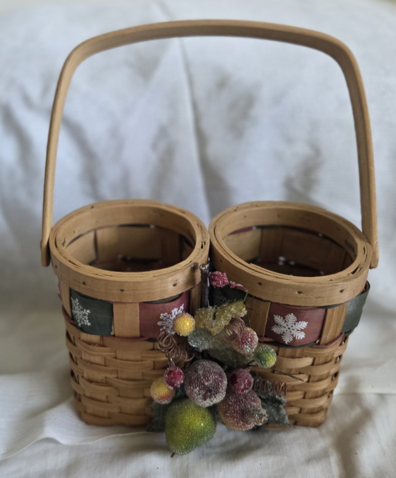 Snowflake Double Round Basket Handle With Frosted Fruit Spray Wine Cutlery