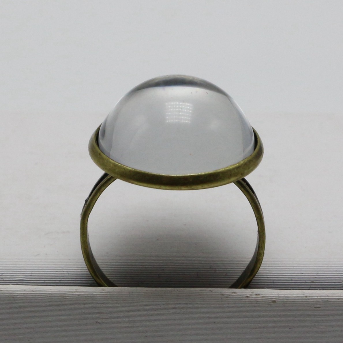 10 Bronze Rings with 14mm 16mm 18mm 20mm Glass Half Sphere Ball Cabochon