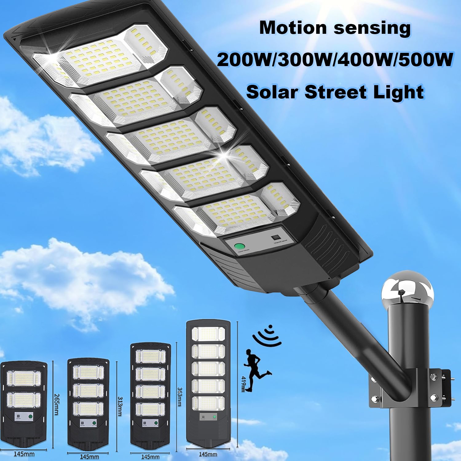 Commercial 1000000LM LED Outdoor Dusk to Dawn Solar Street Light Road Area Lamp