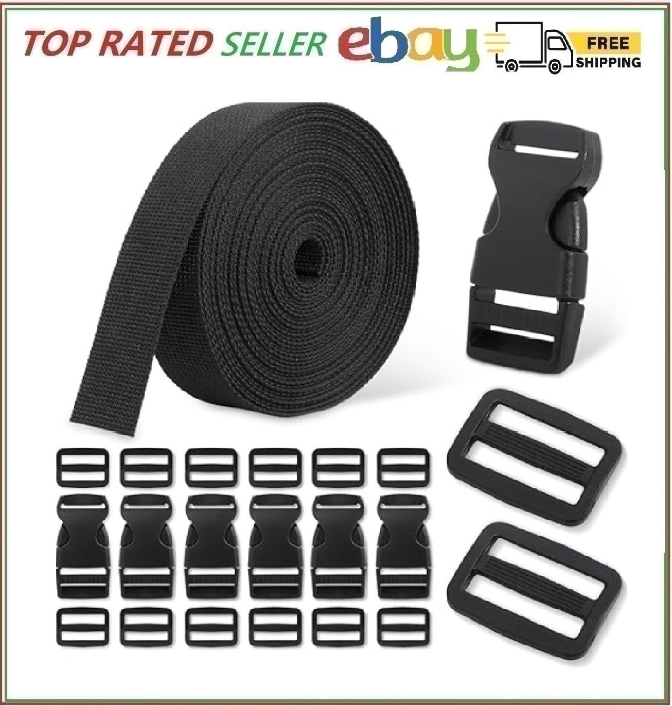 Buckle  Strap Kit - 6 Yards 1 Inch Wide Polyester Webbing Stronger Than Nylon,
