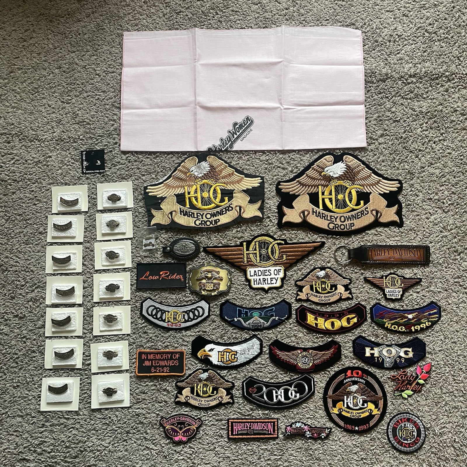 Lot of 42 Vintage Harley Owners Group Patches Pins & Extras