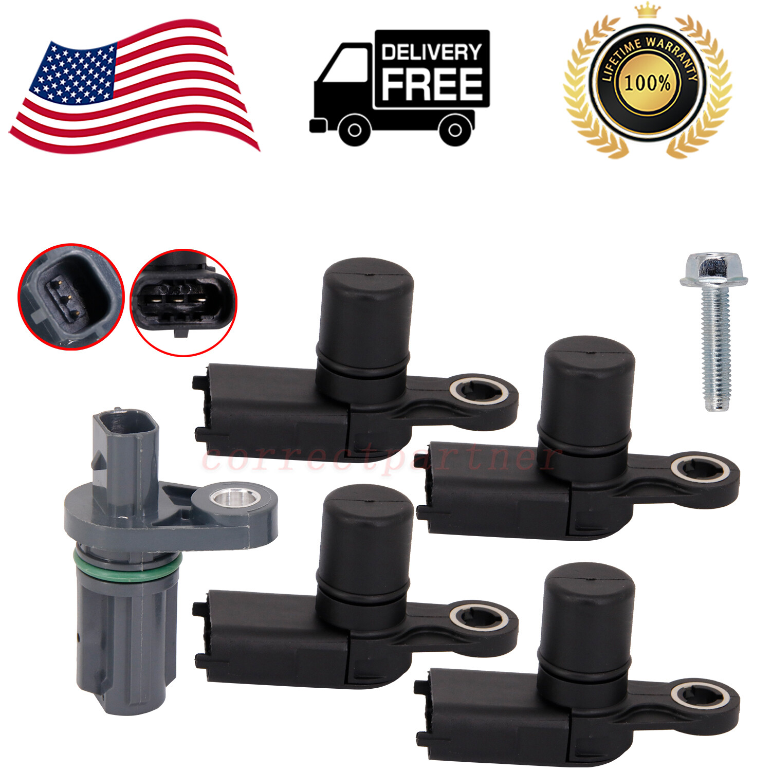 Set 5 Pcs Camshaft & Crankshaft position Sensor Fits:GM Vehicles Saab 2010-2020