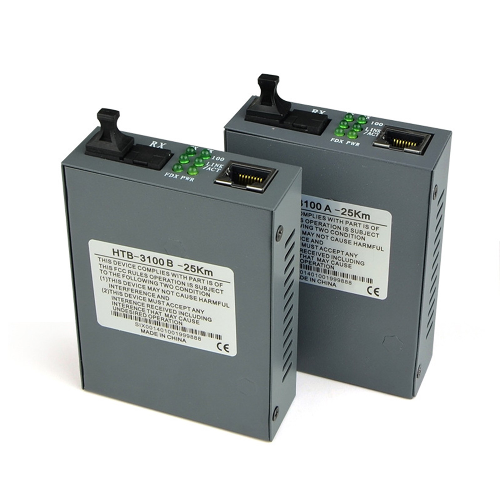 Premium 10/100Mbps Ethernet to Fiber Optic Media Converters-Singlemode 25Km 2pcs