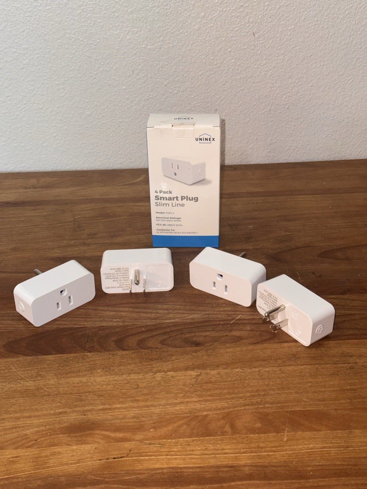 Uninex Smart Plug Slim Line 4 Pack Wi-Fi Alexa Google Home PS30-4 White
