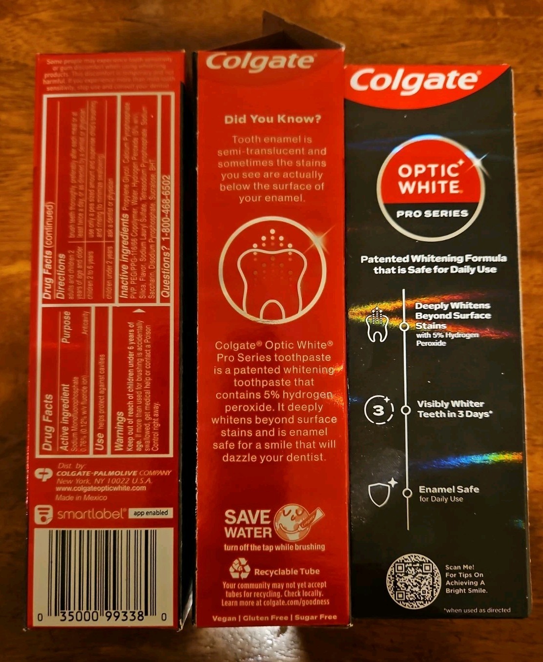 3 Colgate Optic White Pro Series Stain Prevention Hydrogen Peroxide Toothpaste