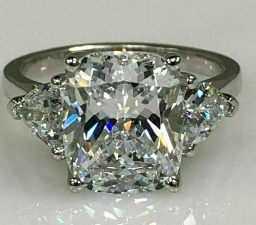 4.10 Ct Cushion Cut Lab-Created White Diamond Wedding Ring 925 Sterling Silver