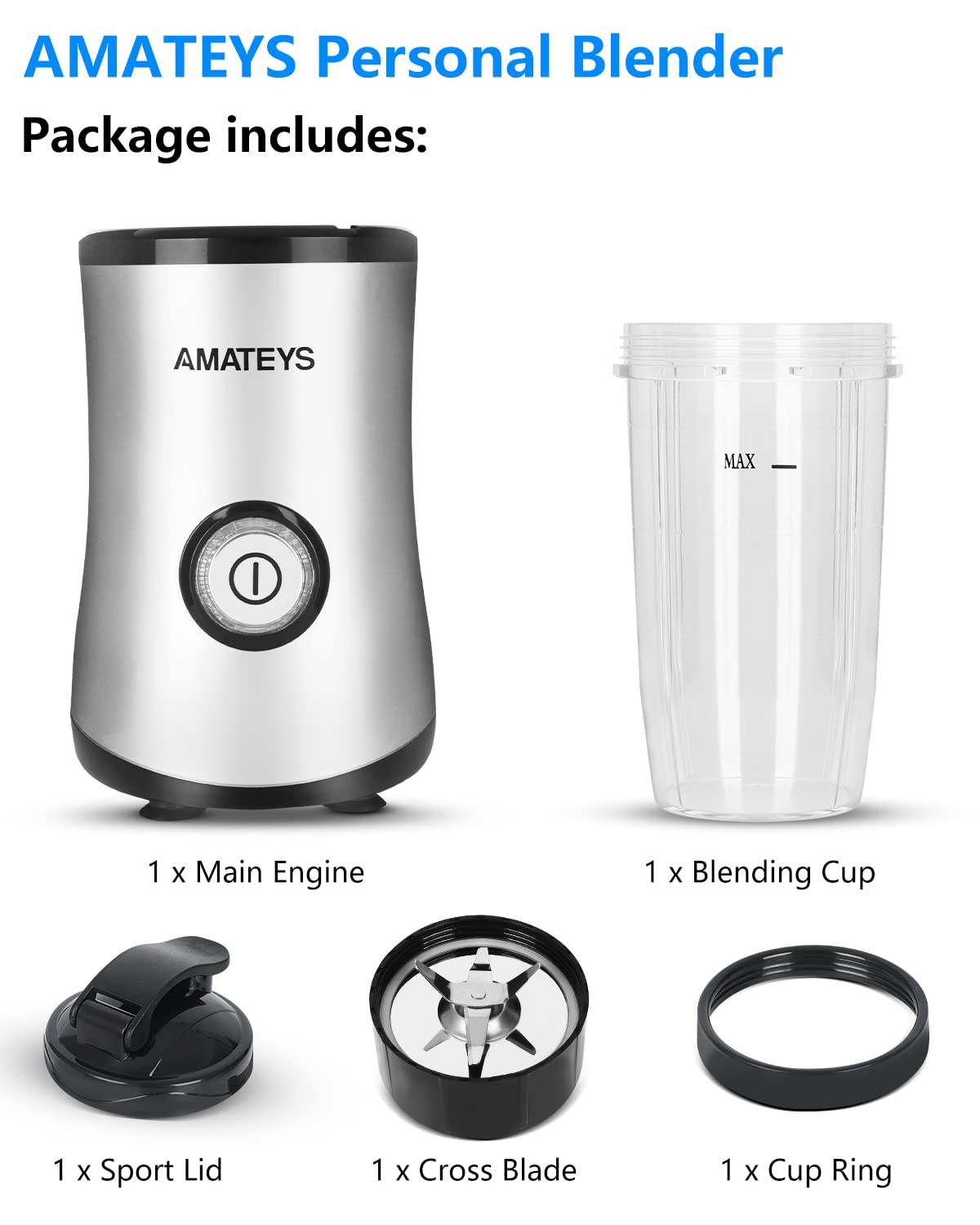 Personal Blender with Button,350W Professional Kitchen Blender for Smoothies ...