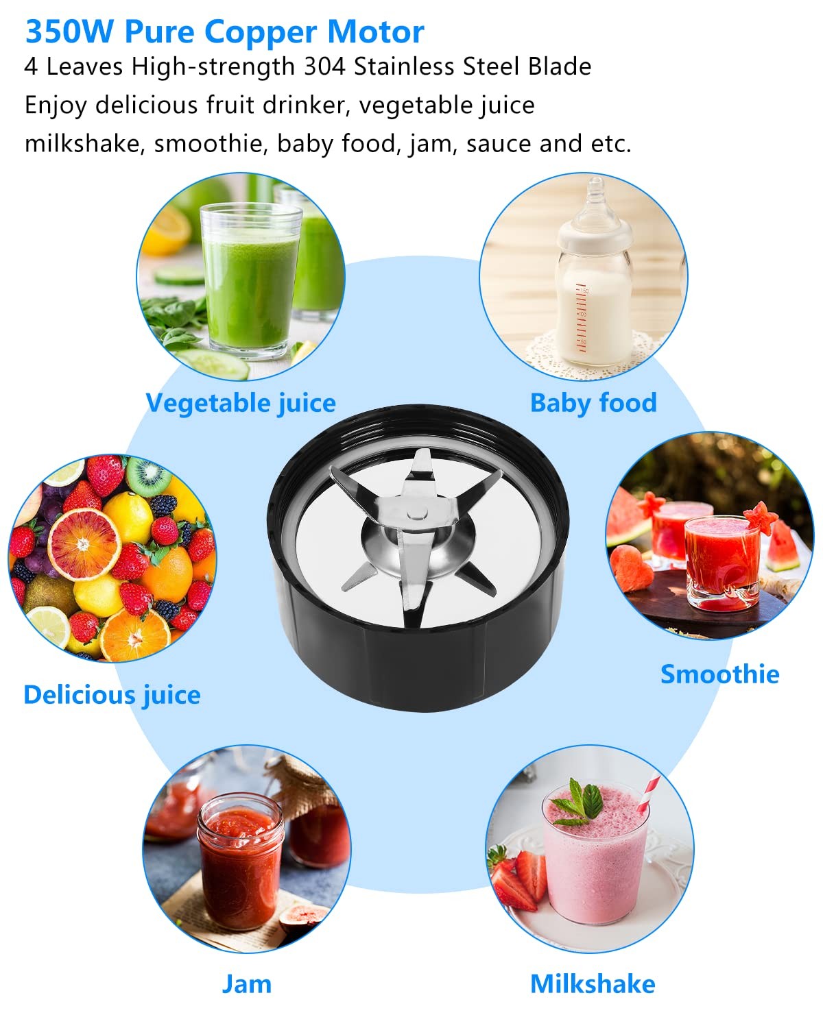 Personal Blender with Button,350W Professional Kitchen Blender for Smoothies ...