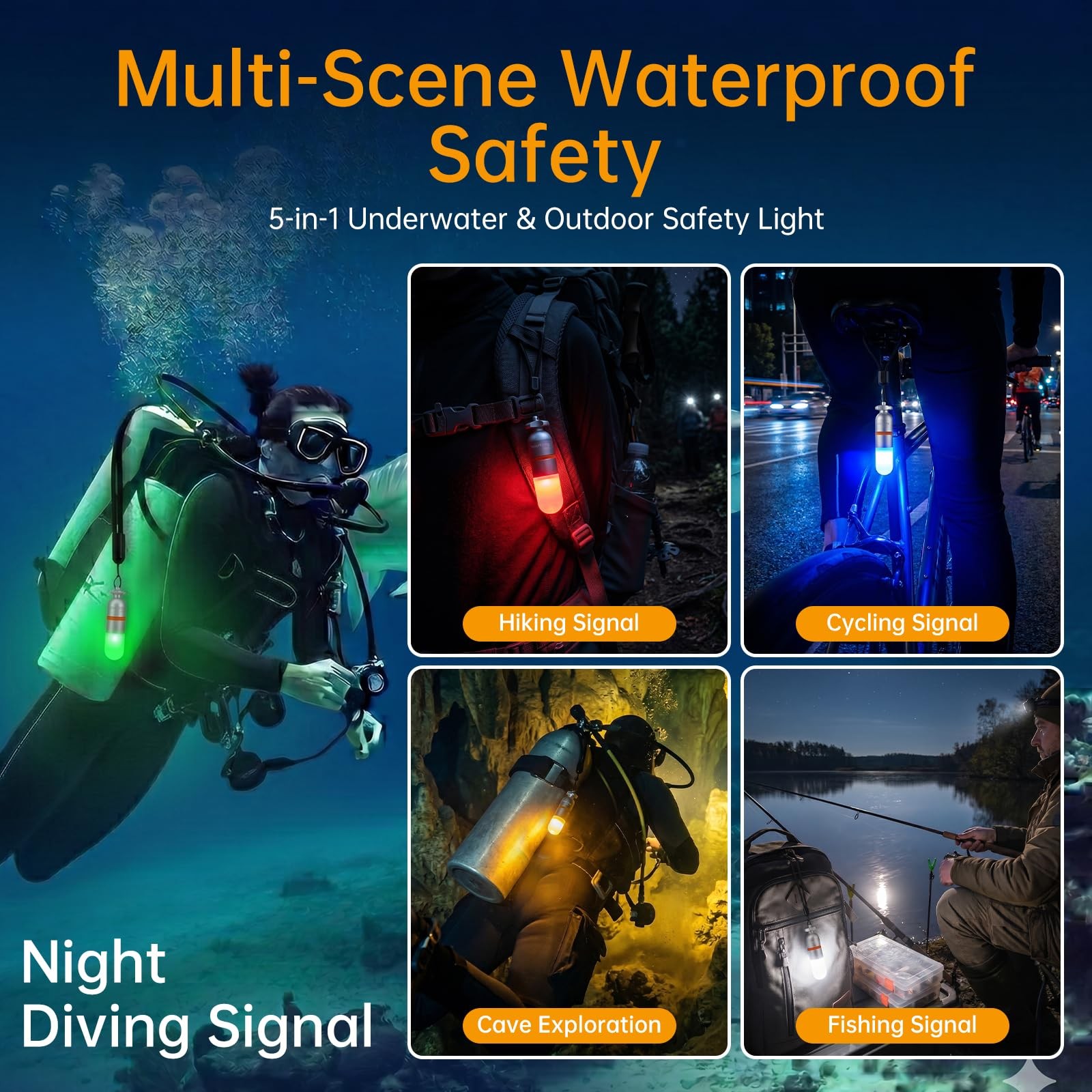 Securitying 2Pcs Scuba Dive Strobe Signal Light Mini Tank Light Night Dive