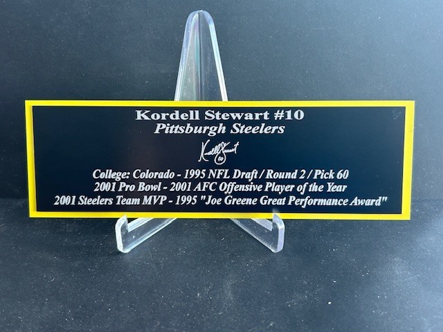 Kordell Stewart Autograph Nameplate Pittsburgh Steelers Autograph Helmet Jersey