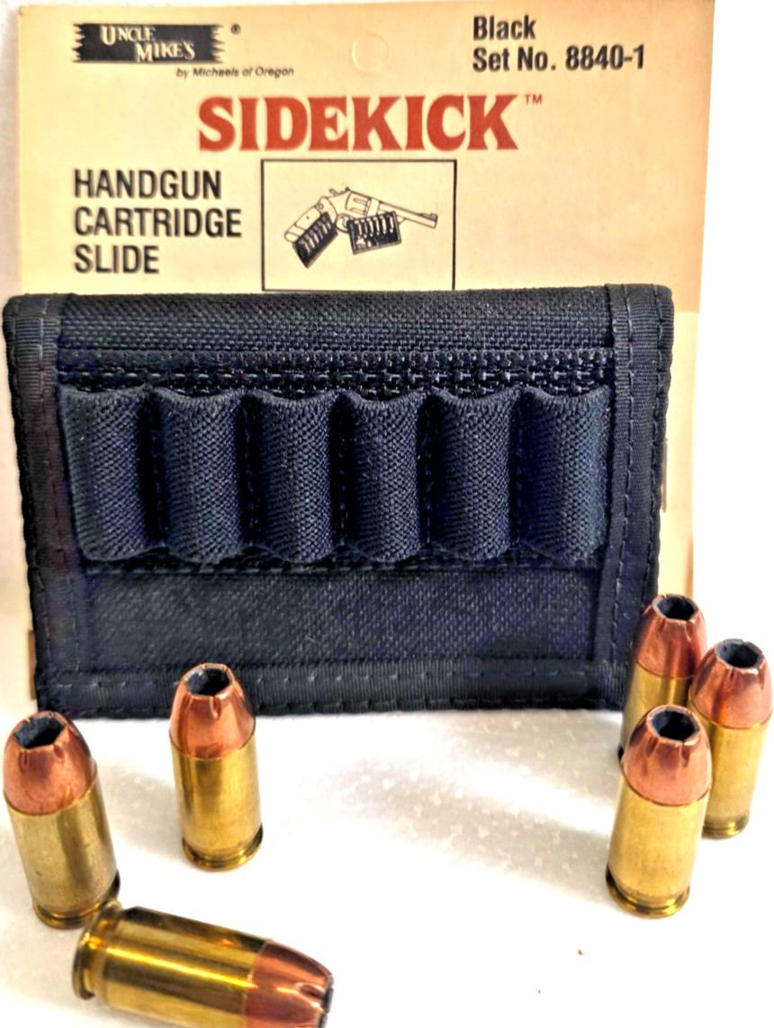 Uncle Mikes Cordura Handgun Black Belt Cartridge 6 Cartridges 8840-1 OEM NOS NEW