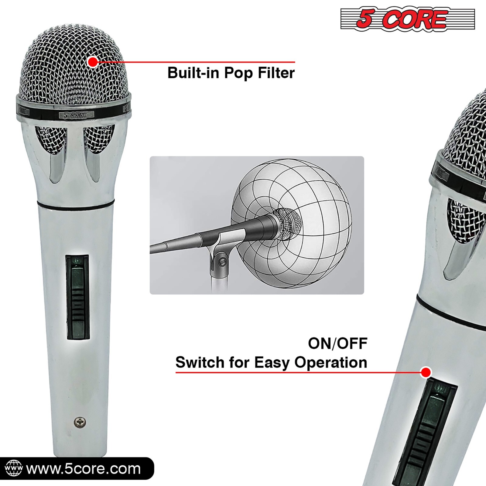 5Core Premium Vocal Dynamic Cardioid Handheld Microphone Unidirectional Mic