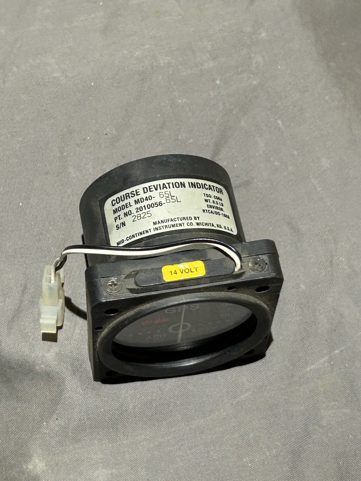 Mid-Continent MD40-65L P/N 2010056-65L COURSE DEVIATION INDICATOR 14VDC
