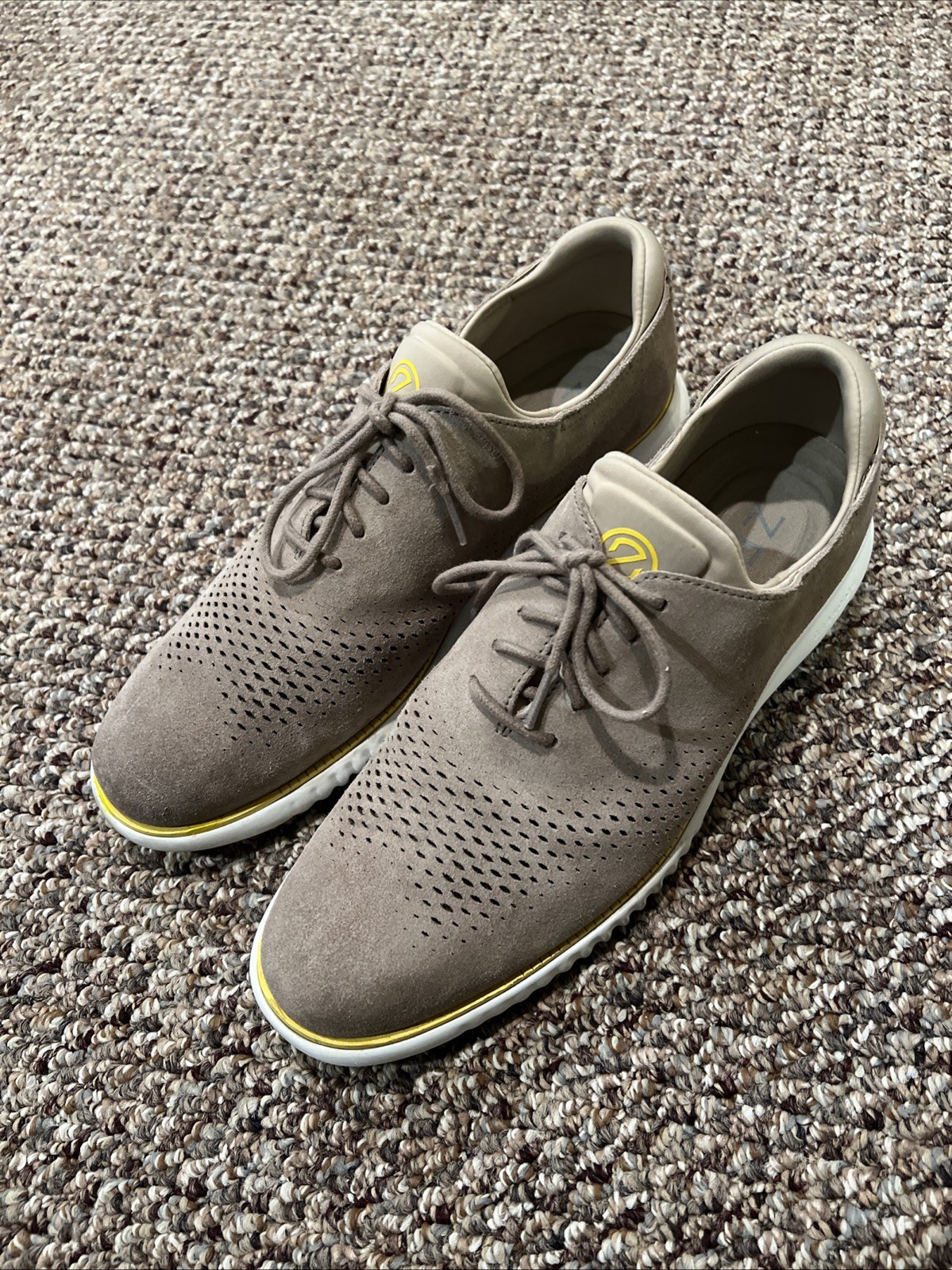Cole Haan ZERO Grand Laser Cut Suede Oxford Sneakers Men’s BEIGE  10.5M. #35749