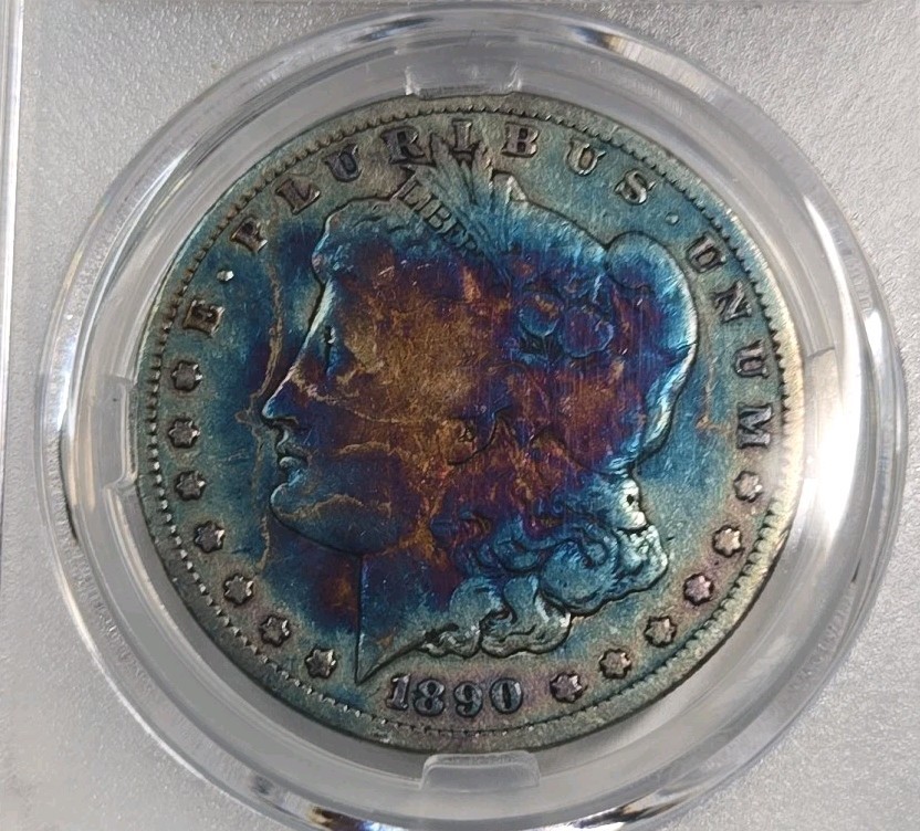 Exceptional Toning 1890- S Morgan Silver Dollar