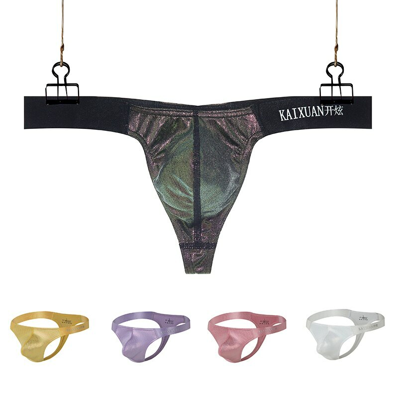 Shiny Leather Panties Men Thong Gay Underwear Low Waist G-string Thongs Panties