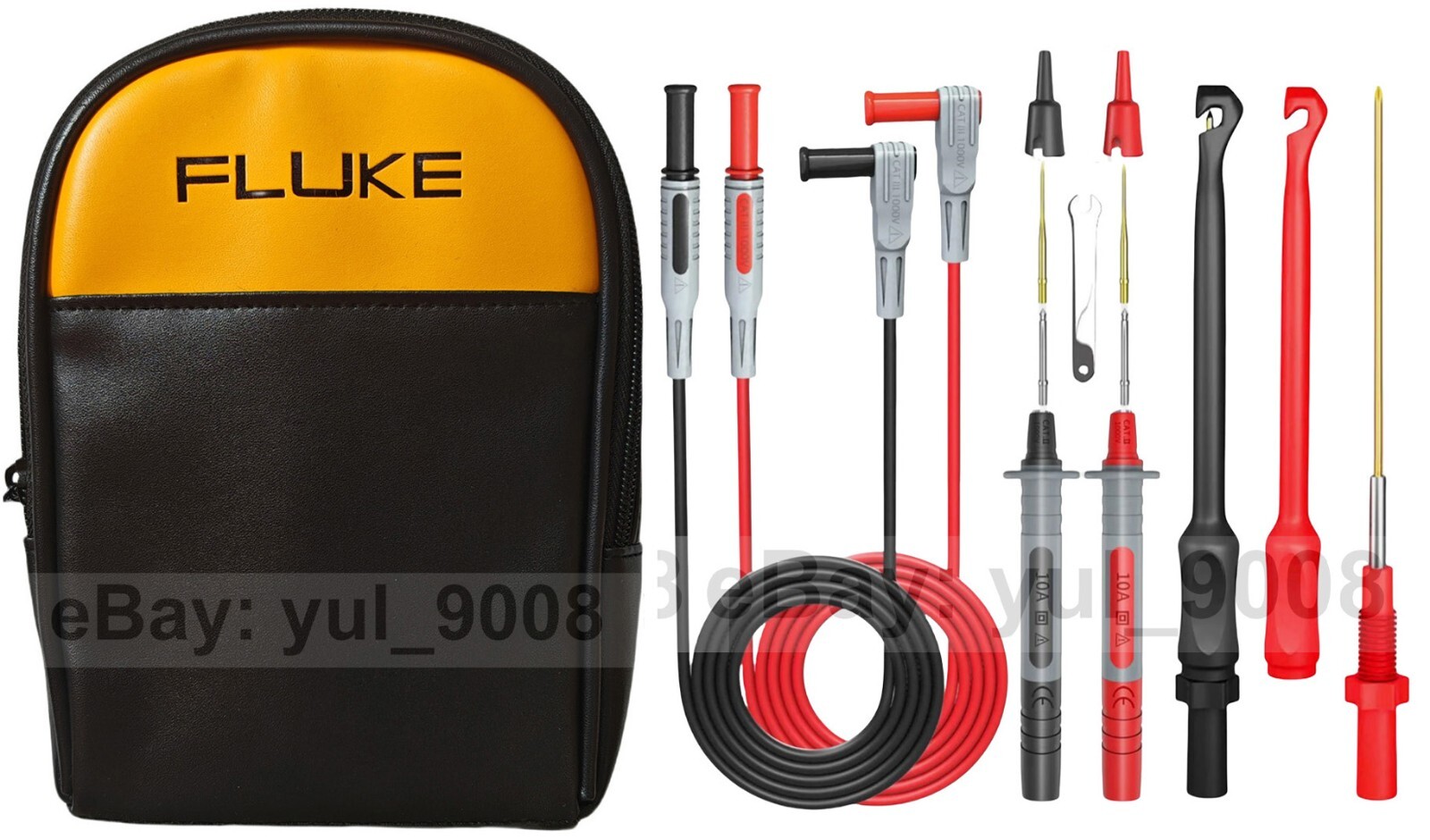 Soft Case+Test Leads Kit w/Wire Piercing Clip Puncture Probe for FLUKE Multimete