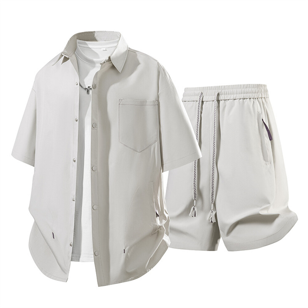 Mens Tracksuit 2-Piece Set Short Sleeve T Shirt Shorts Sweatsuit Outfit Set