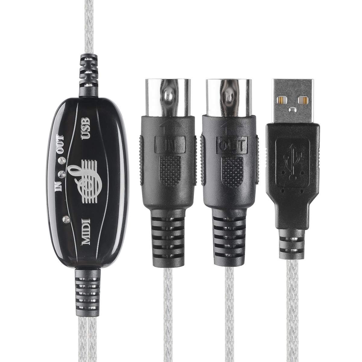 IN-OUT MIDI to USB Interface Converter Cable Music Keyboard PC Adapter Cord