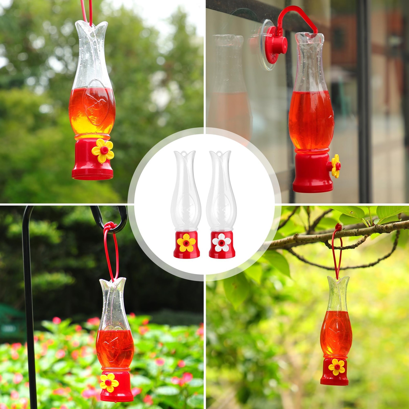 ORIENTOOLS Hummingbird Feeder 2Pack, Mini Hanging Flower 2 PACK, HF014 2 Pack