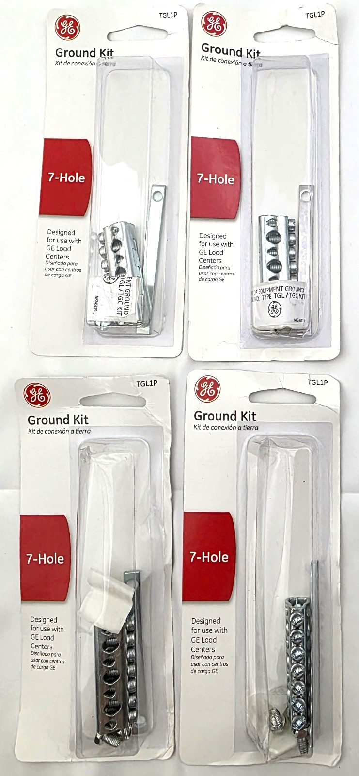 Lot of 4 GE TGL1P Ground Bar Kits 7 Hole For General Electric Load Centers TGL1