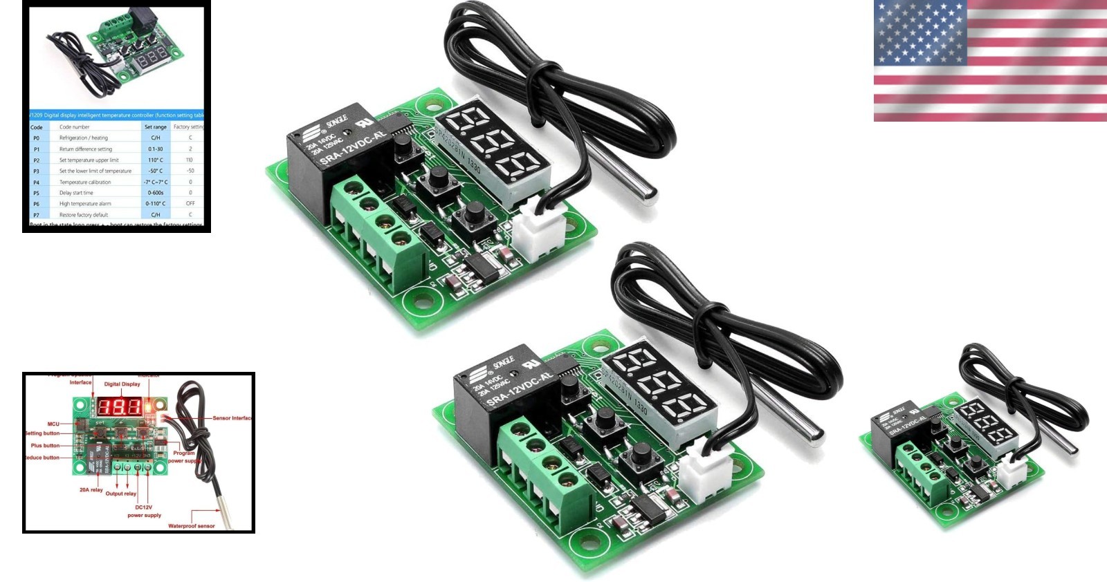 Precision Digital Temperature Control Module W1209 with 10A Relay for Durability