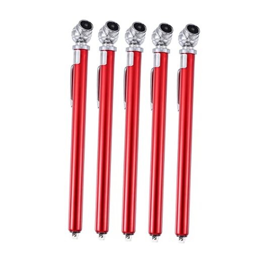 5pcs 10-100PSI Dual Head Stainless Steel Truck Pen Tyre Tire Air Pressure Red