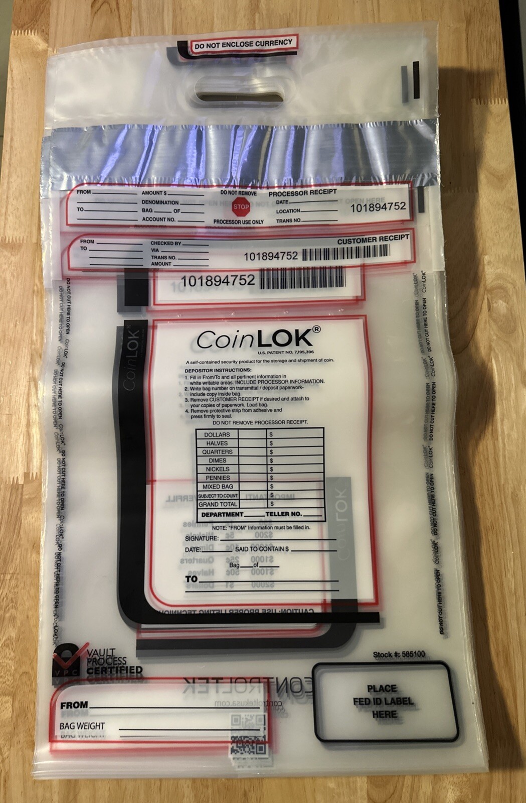 LOT of 49 CoinLOK Bags by CONTROLTEK - 12 1/2" x 22 5/8" - NEW!