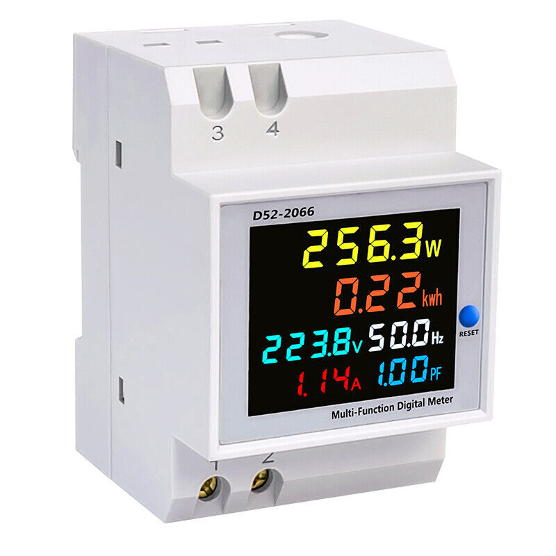 Digital AC Din-Rail Voltage Amps Power Factor Energy Meter Voltmeter Multimeter