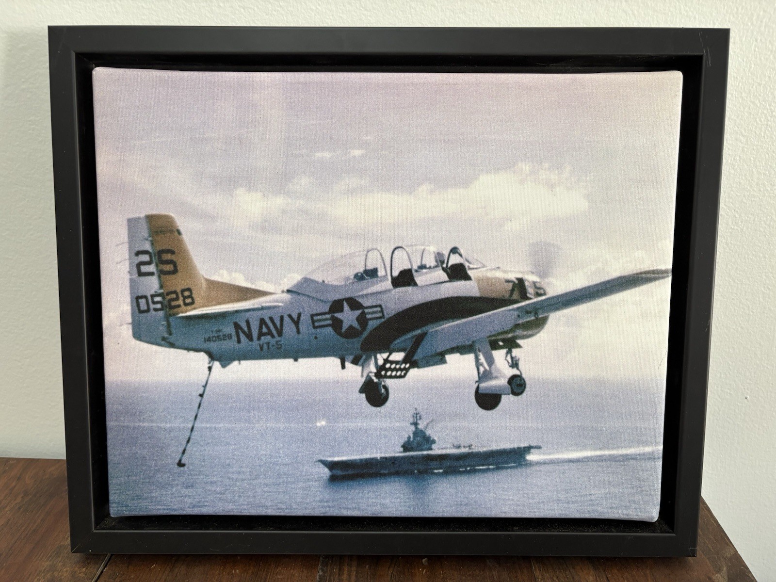 US Navy North American T-28 Trojan Military Aircraft Canvas Print Framed 16x13”