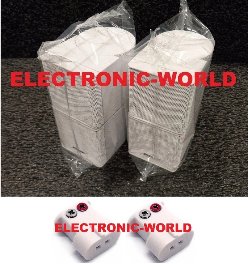 MINT Pair of BOSE Jewel Double Cube White Speakers & Terminal Adapters