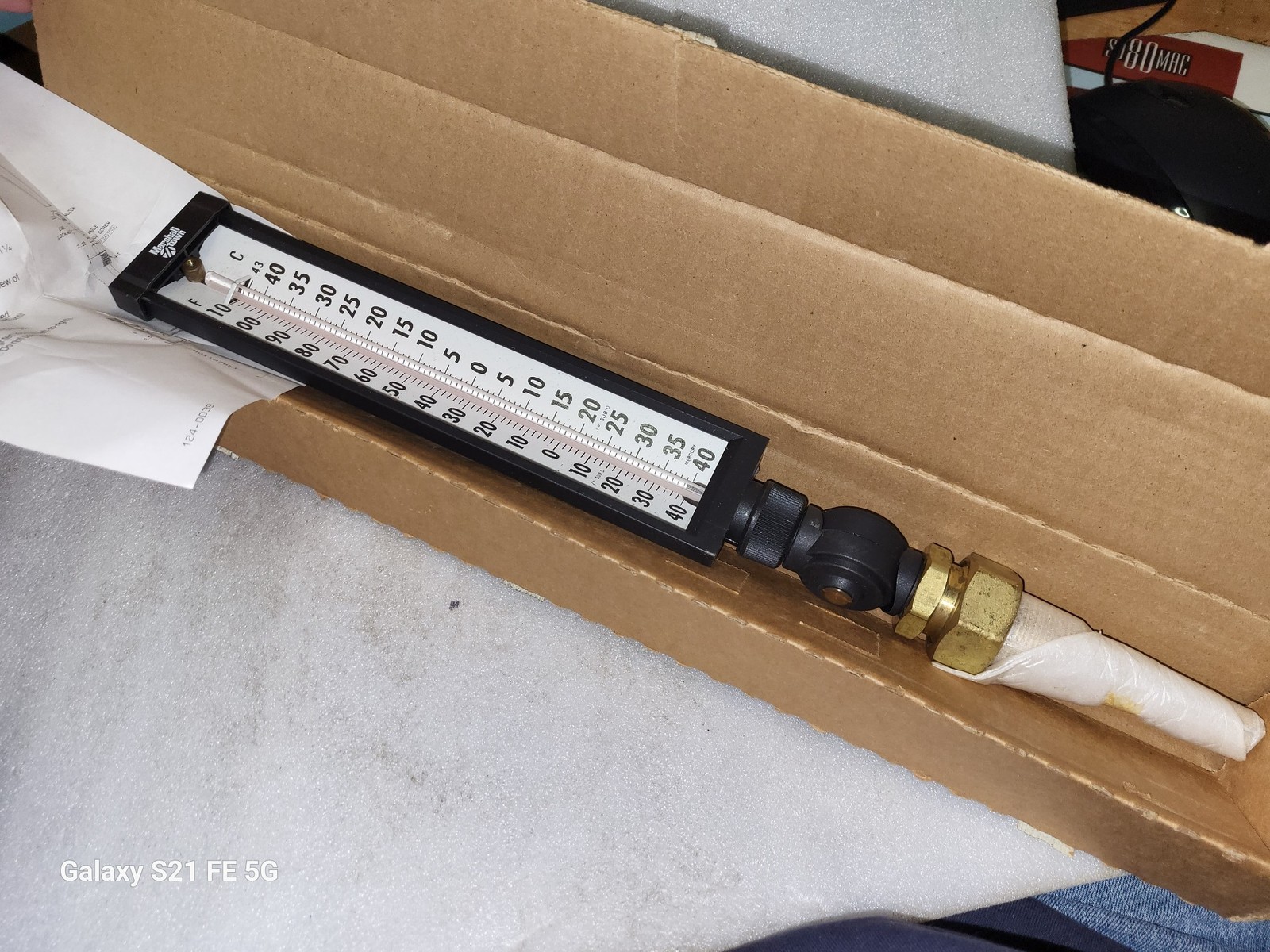 NOS Marshalltown Industrial Thermometer 17 1/2 " Long Overall -40 to 110 F or C