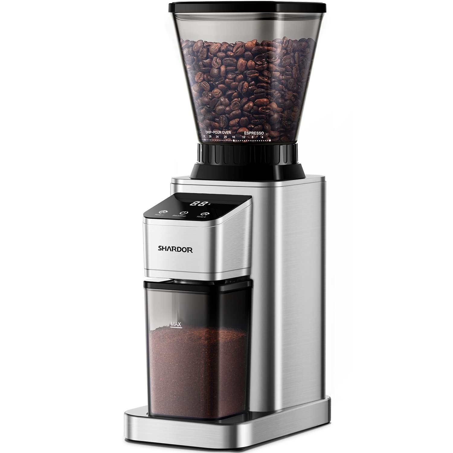 SHARDOR Conical Burr Coffee Grinder, 48 Grind Settings, Anti-Static, Stainless S