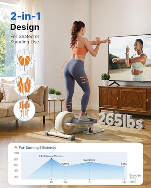 Sitting Under Desk Elliptical Machine, Leg Exerciser While Classic White Pro