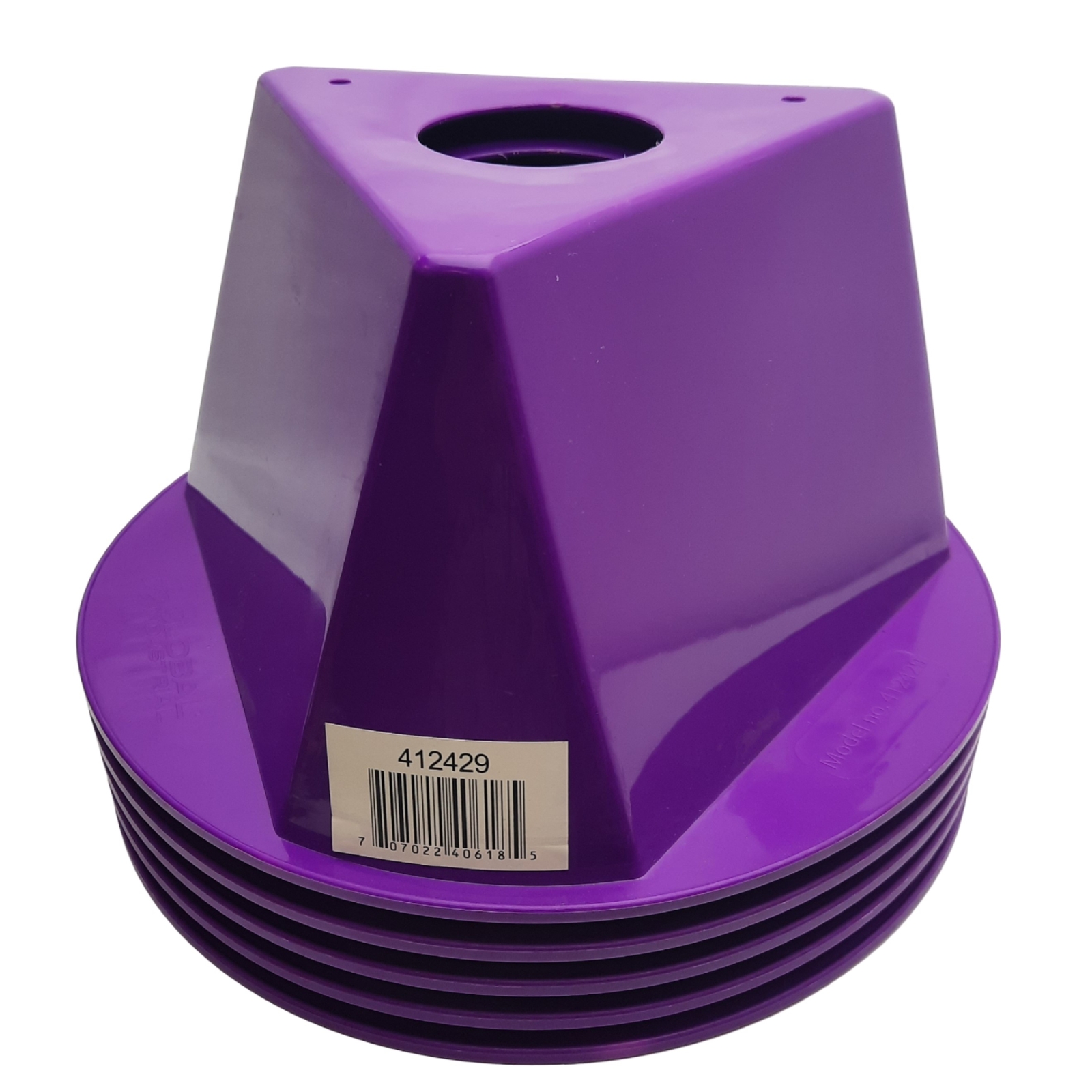 Lot of 5 Global Industrial 412429 Inventory Control Cone Purple, 5" x 10" x 10"