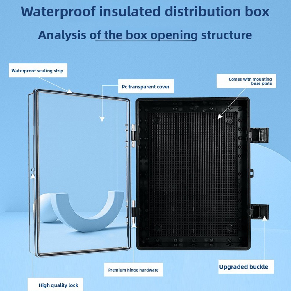Black IP67 ABS Junction Box 150mm 100mm 70mm Waterproof Hinged Enclosure
