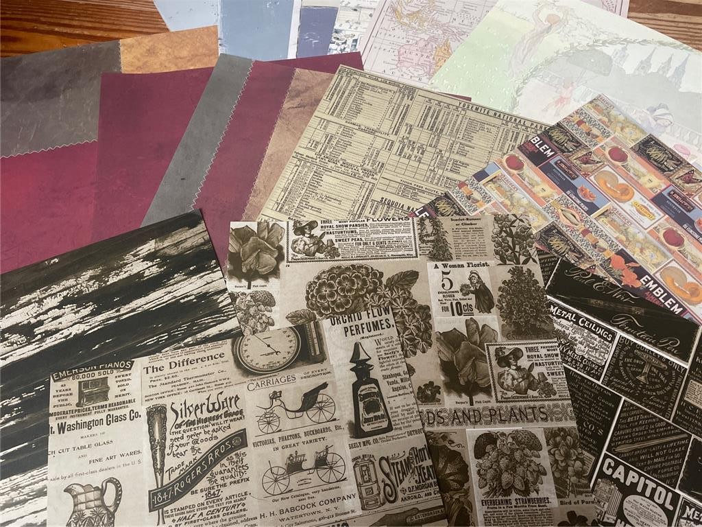 NEW LOT 3 OF VINTAGE RUSTY PICKLE PAPER 12 X12" 15 SHEETS  single sided