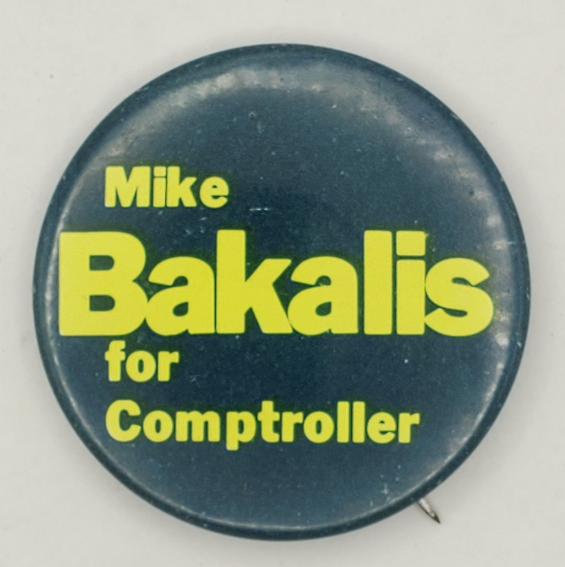 Vintage 1976 Mike Bakalis for Comptroller Illinois Campaign Pinback Button