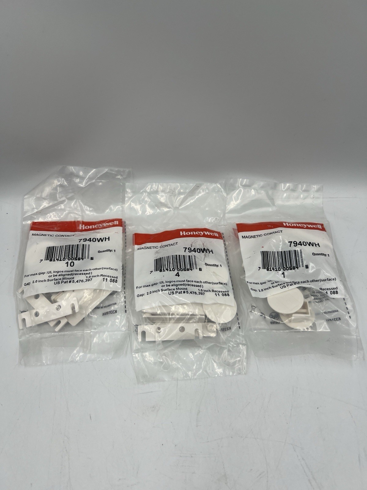 Lot of 3 New NOS Honeywell 7940WH Magnetic Contact Kit
