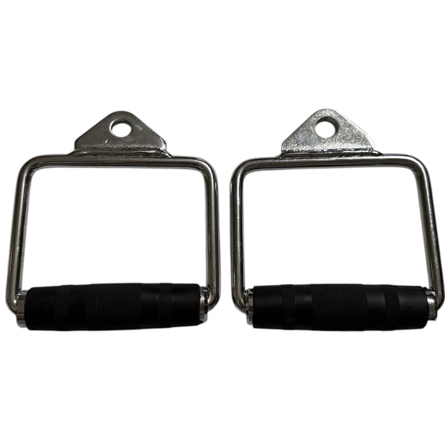 2 Metal Cable Handle Attachments Machine Workout D-Handle Stirrup Rubber Grips