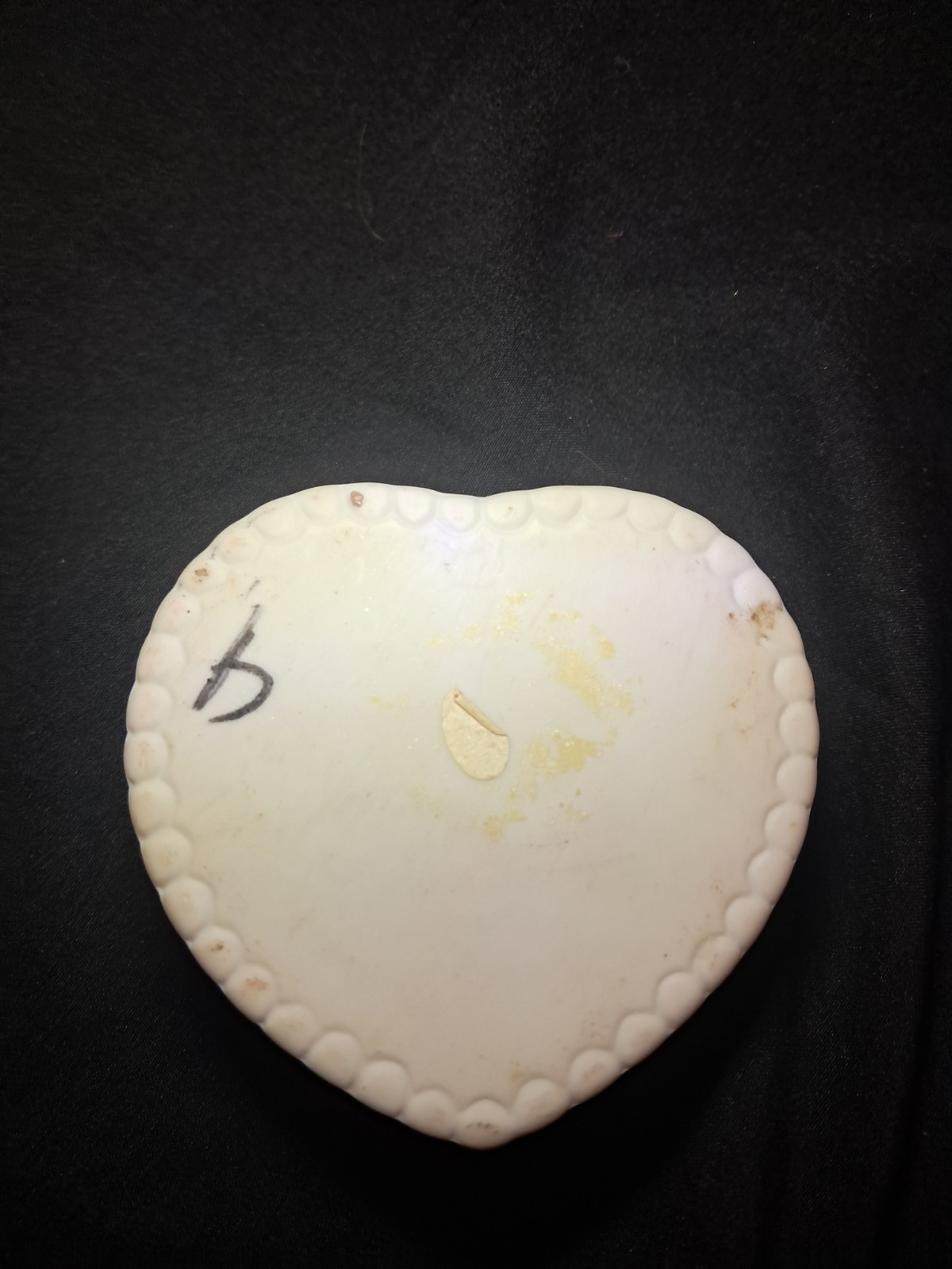 Porcelain Heart Shaped Trinket Box Cherub