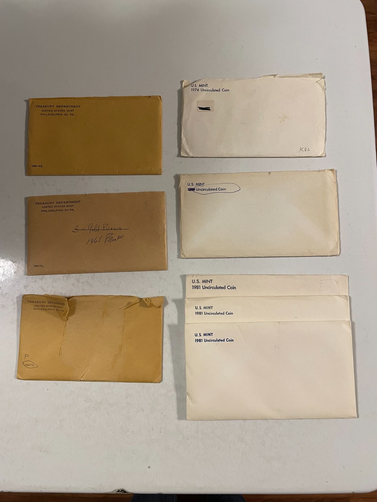 Mint Set Envelopes No Coins Varied Dates From 1950's to 1980's Total of 9