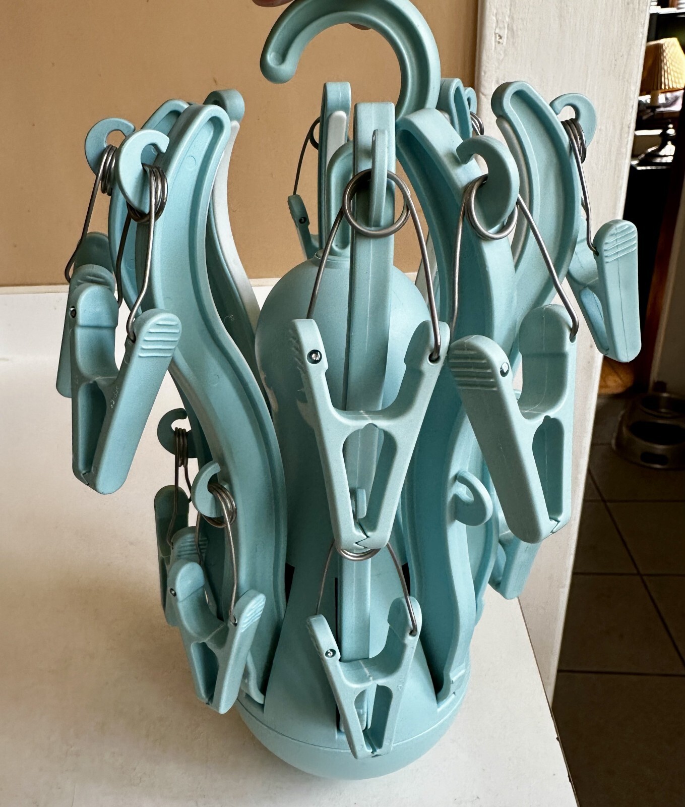 IKEA Pressa Blue Octopus Hanging Folding Drying Hanger 15 Clips