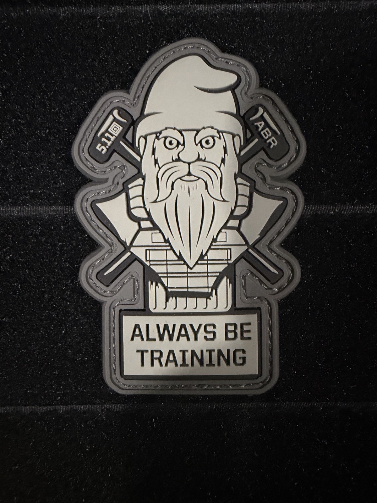 5.11 TACTICAL "CROSSFIT STATUE GNOME" LOGO PATCH BLIND SERIES4 HOOK/LOOP BACKING
