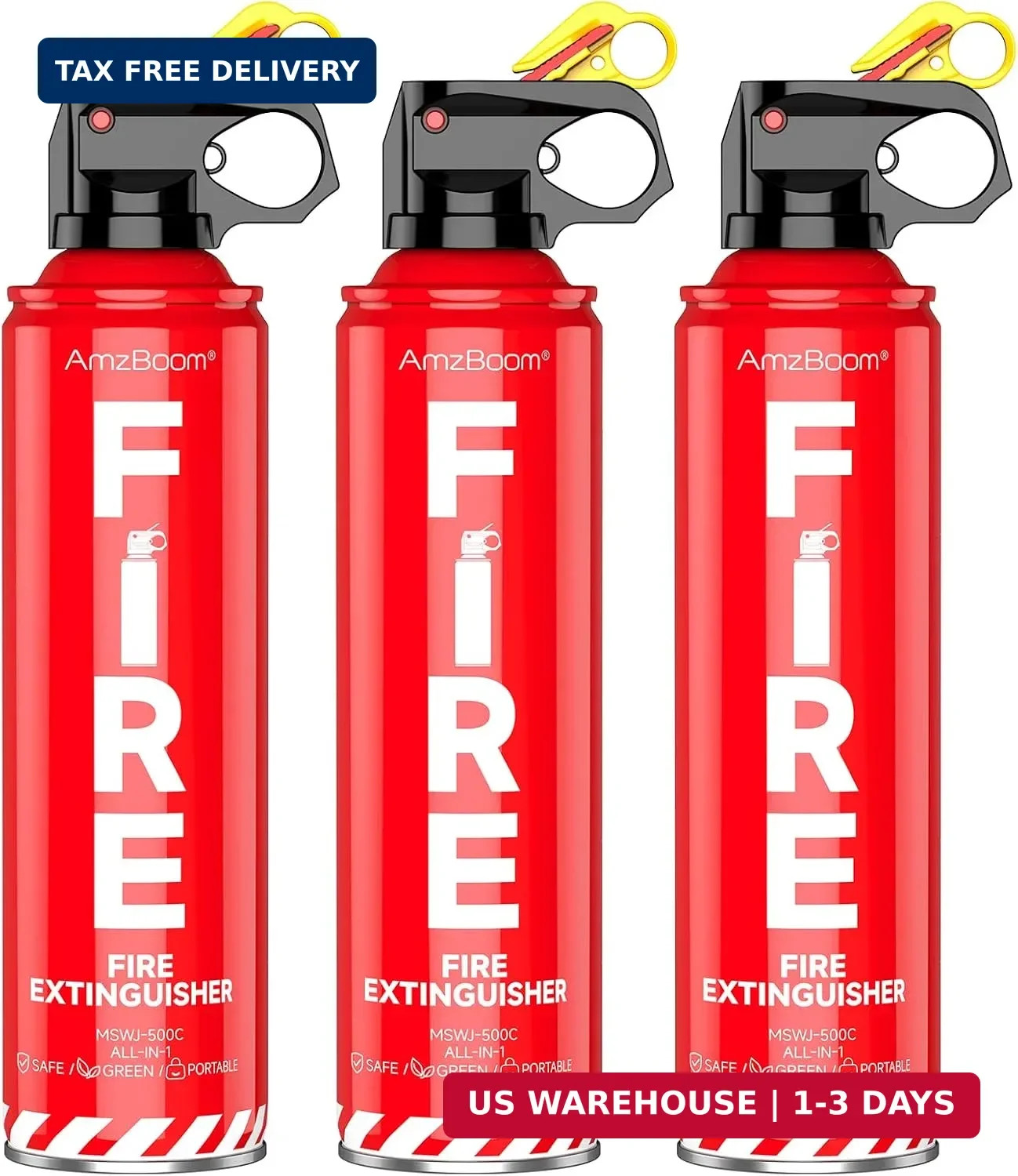 AmzBoom Fire Extinguisher for Home, Car, Kitchen, and Boat 3-Pack, Portable Exti