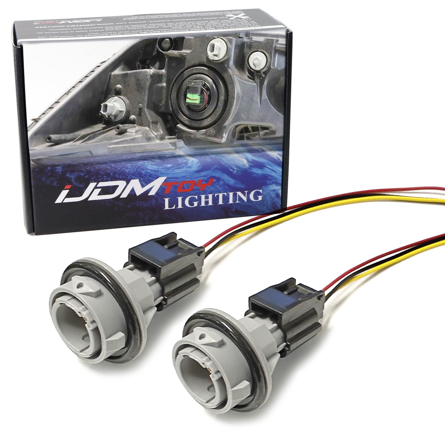 1157 Turn Signal Light Bulb Sockets & 7" Adapter Wire Harnesses For Honda Accord