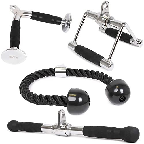 Cable Machine Attachments Set V Bar Tricep Rope Straight Bar Lat Pulldown Home