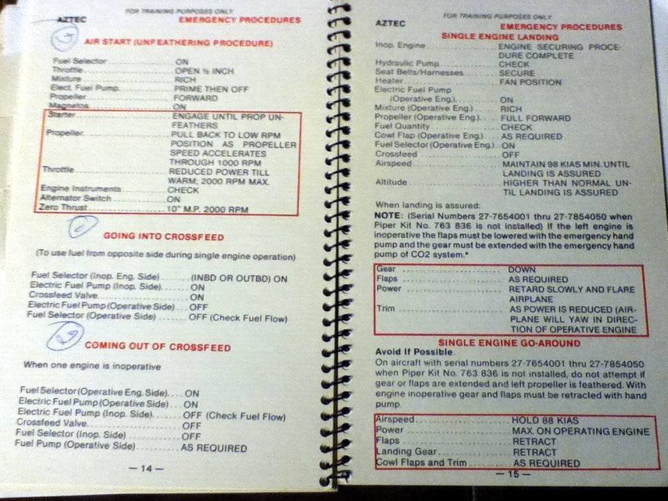 Piper Aztec F Checklist