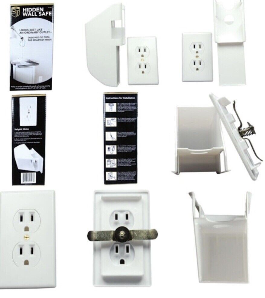 Electrical Outlet Hidden Home Security Wall Safe Socket Diversion Secret Stash