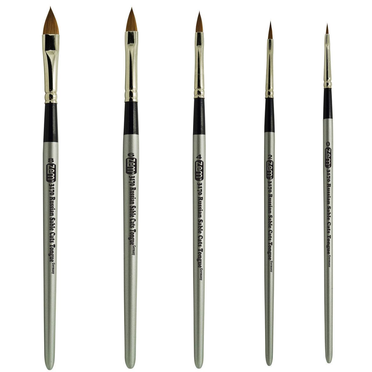 AS-63 Russian Pure Sable Cat's Tongue Brush Set 5 pcs